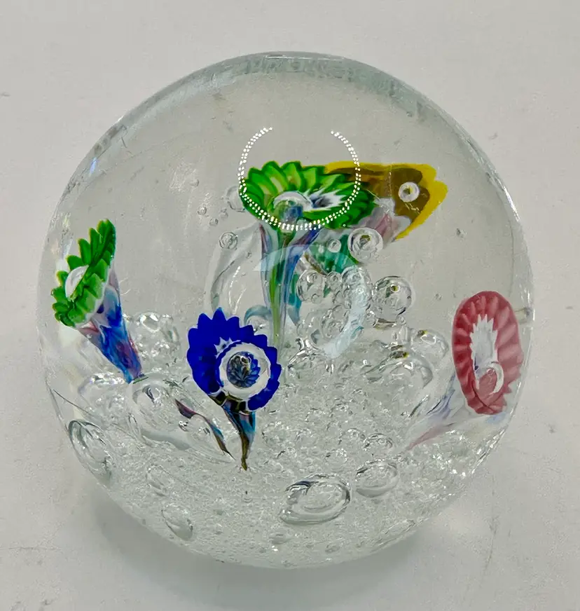 Vintage Murano Trumpet Flowers Glass  Paperweight 2 1/2"