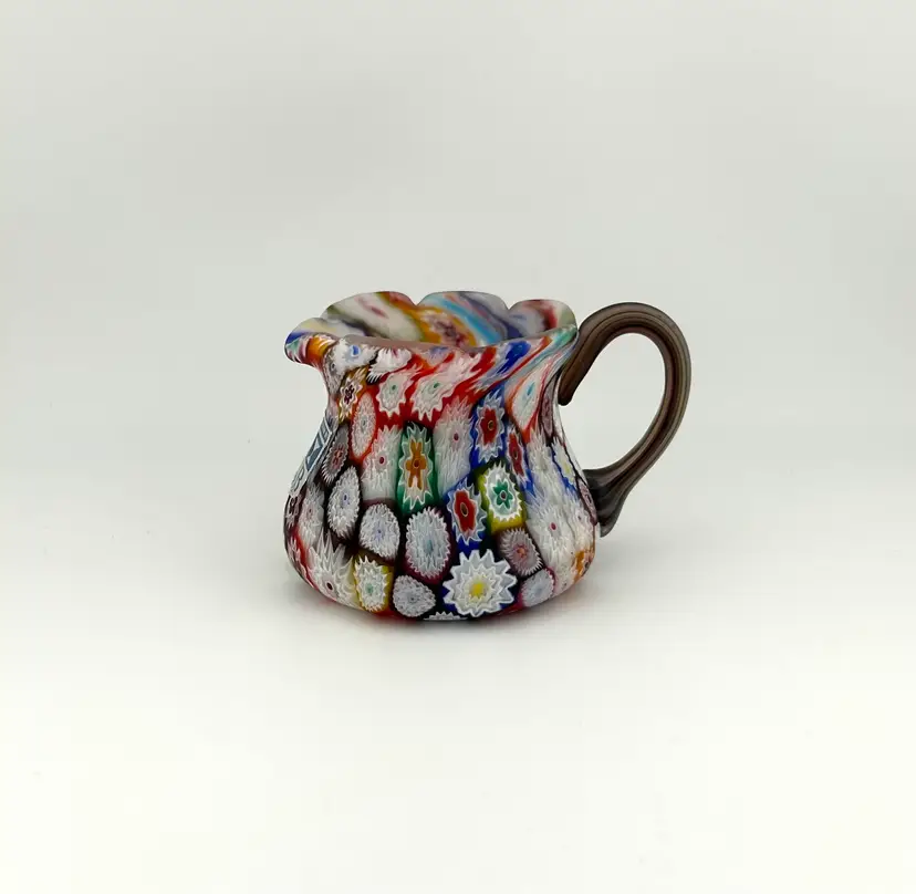 Italian Millefiori Glass Pitcher for KB Imports 4”x 3”x 2.5”