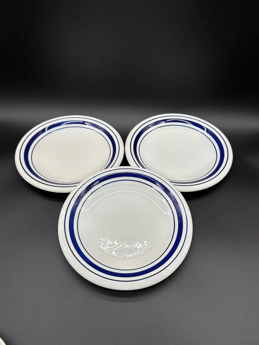 Vintage La Primula Italy Blue Band 10" Dinner Plates Italian Dinnerware