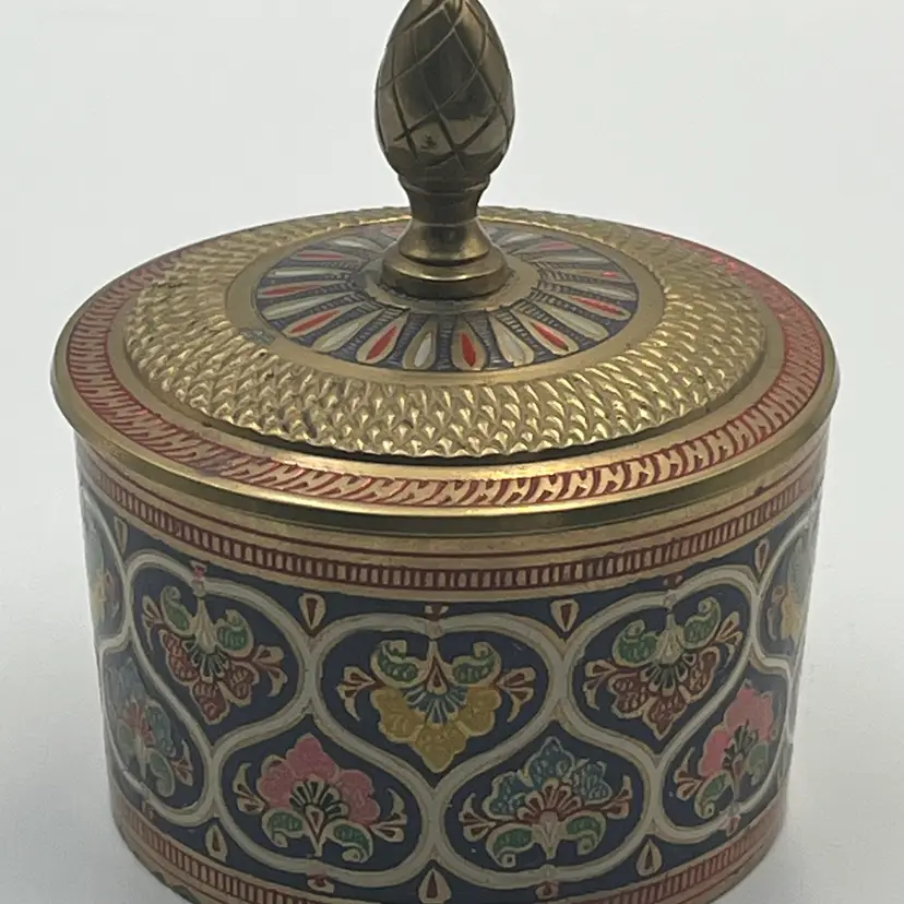 Brass & Enamel Trinket/Powder Box