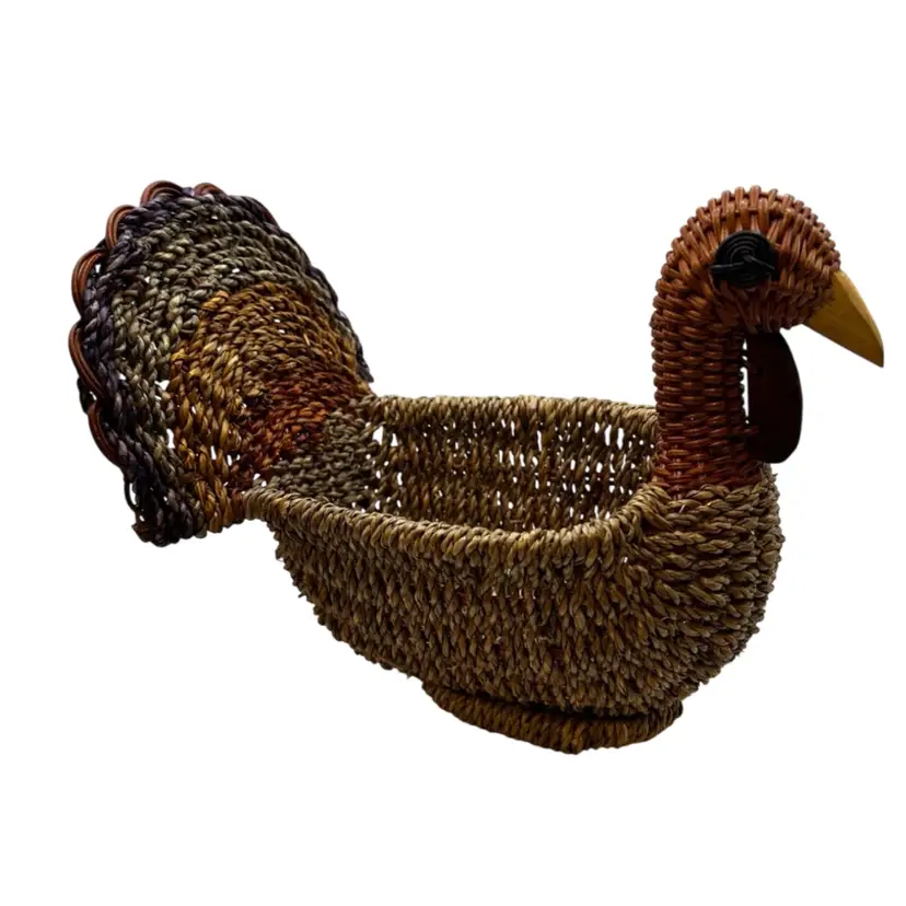 Handwoven Vintage Wicker Turkey Basket