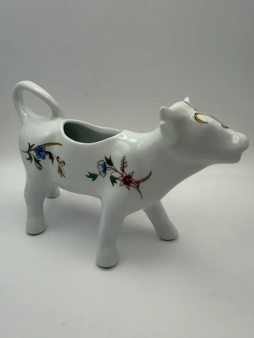 Vintage Porcelain French Floral Cow Creamer