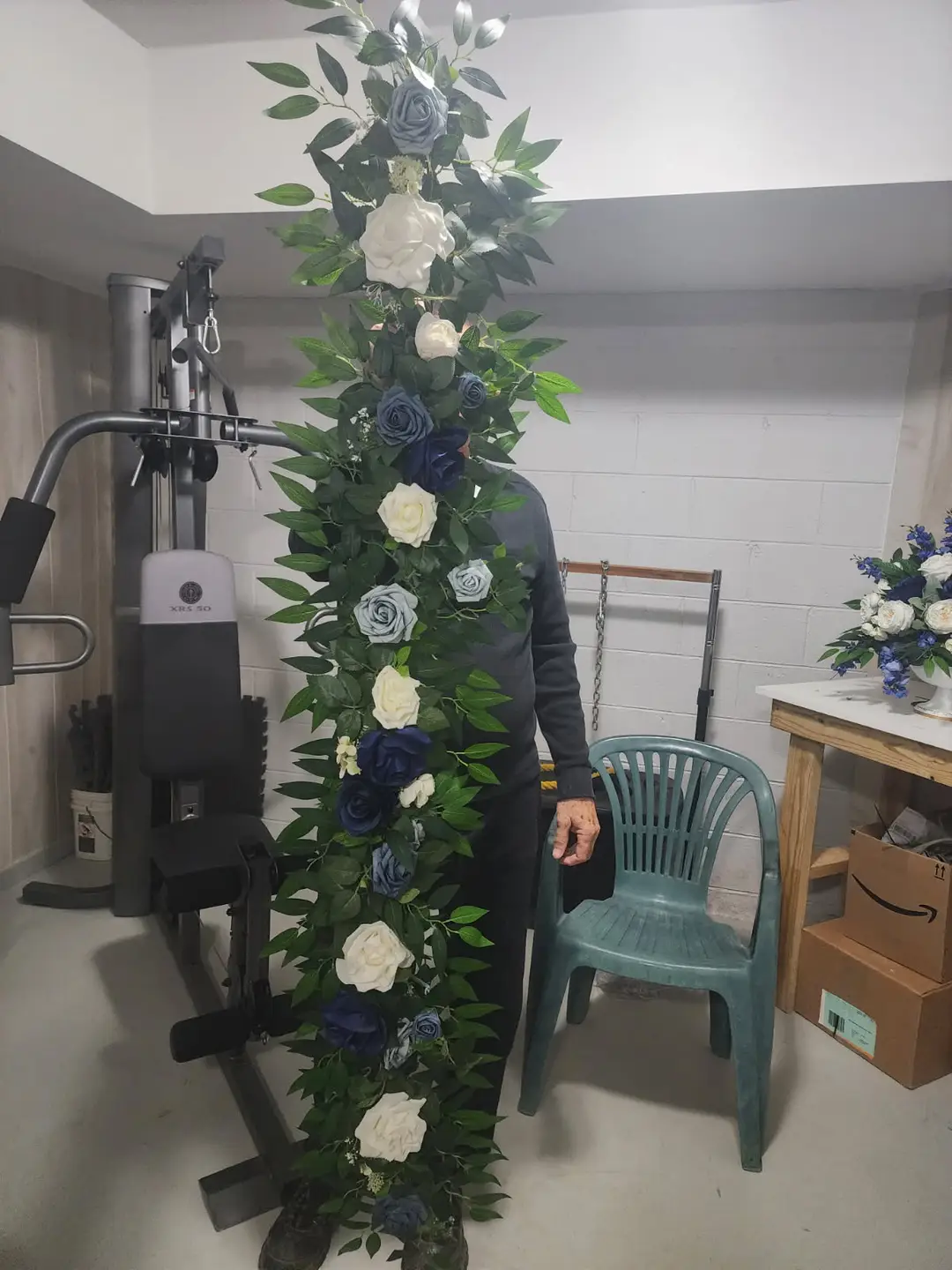 Elegant Blue and White Floral Wedding Arch Garland