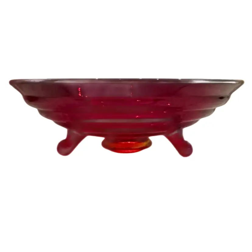 Viking Glass "Epic" Line Amberina 3-Footed Open Candy Dish