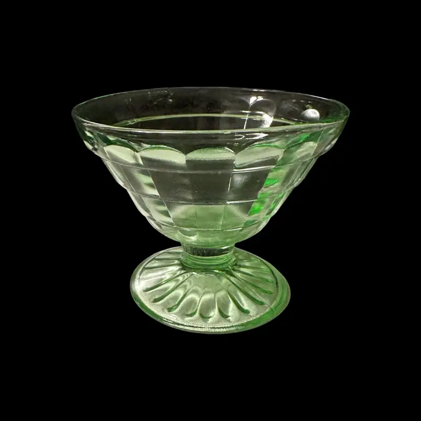 Anchor Hocking Block Optic Green low sherbet depression glass