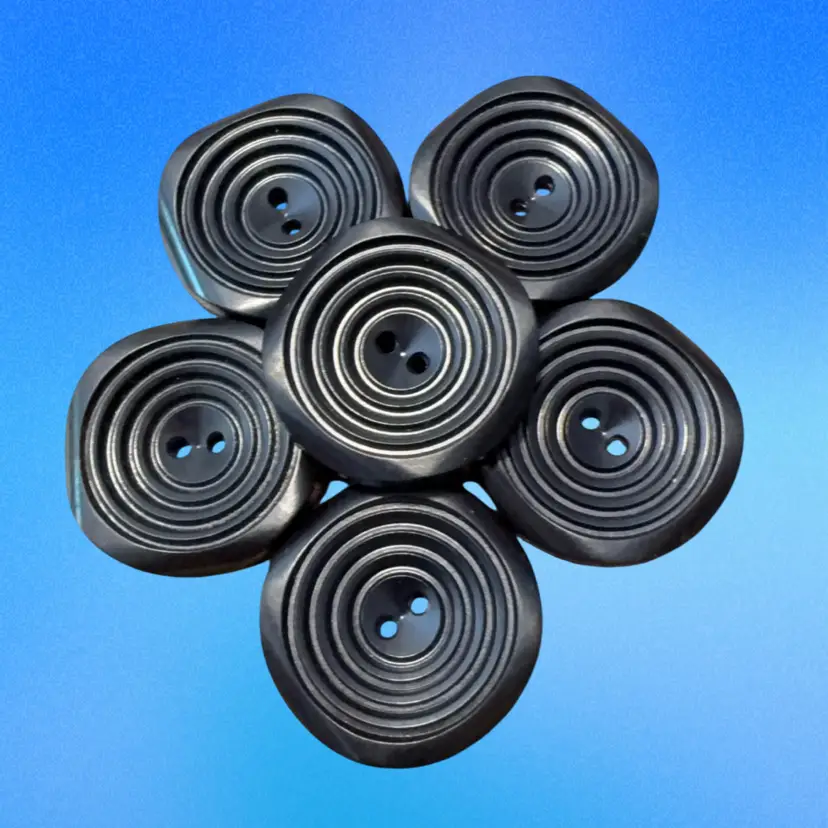 Black Carved Vintage Plastic Buttons