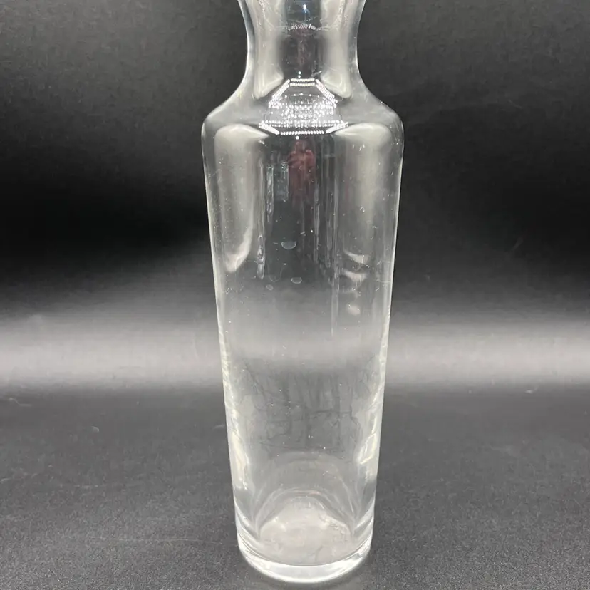 #06 Signed Edo Kiriko Kagami Clear Crystal Glass Vase 8.5”