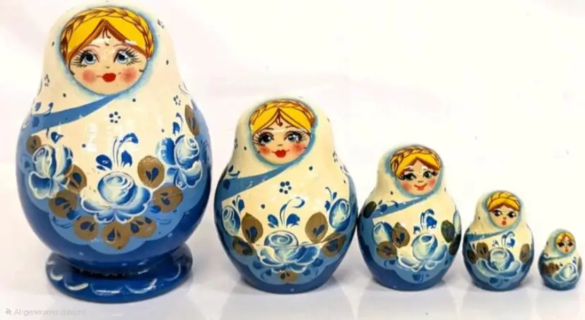 Vintage Russian Matryoshka Nesting Dolls 5 Piece Set, Up To 4.25" Tall