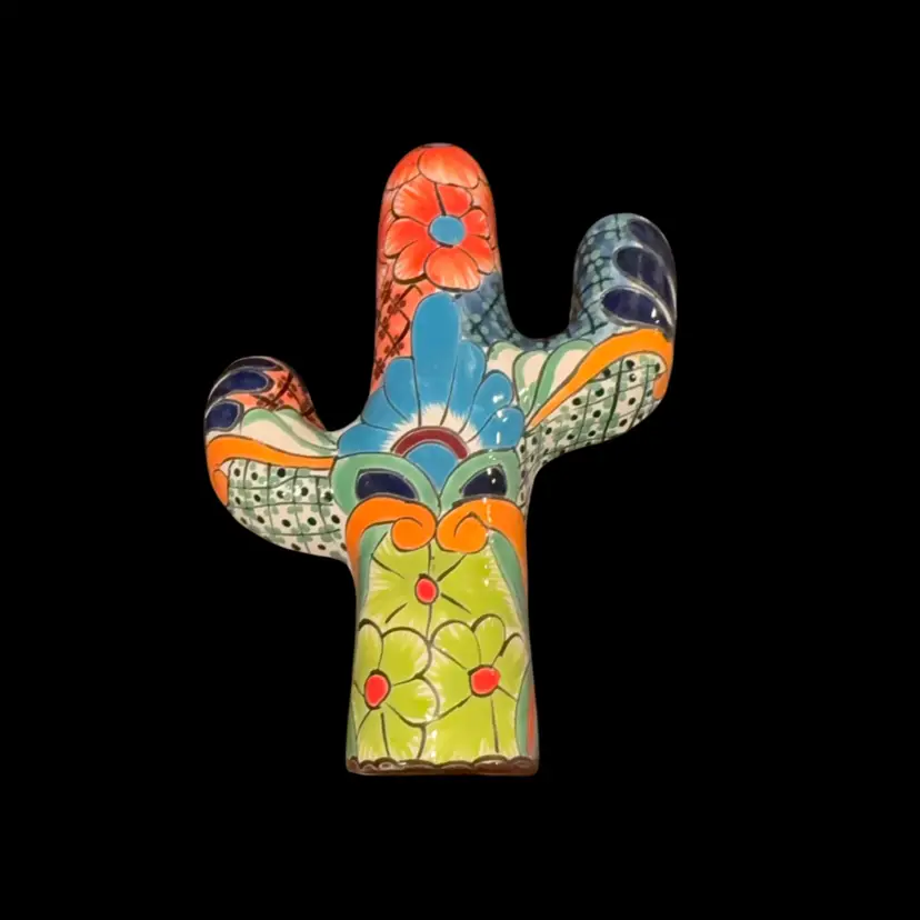 013 Talavera Wall Cactus Folk Art Mexican Pottery