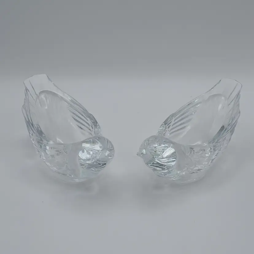 Set Of Two Vintage Cristal D’Arques 24% Lead Crystal Bird Figurines Made In France