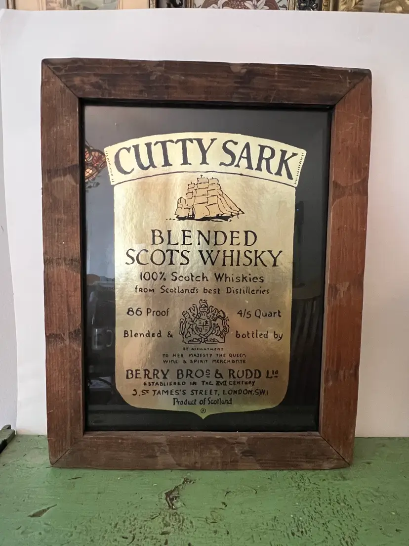 Vintage Cutty Sark Blended Scots Whisky Bar Decor/ Man-cave Liquor Advertising Wall Hanging