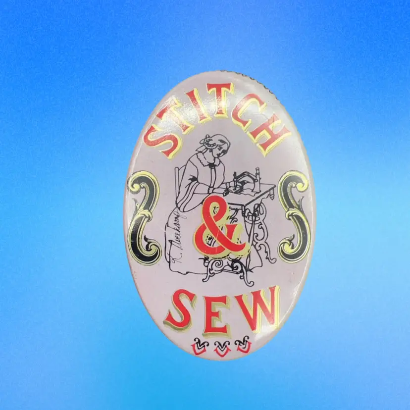 Vintage Mini Sewing Kit In 2” Oval Tin