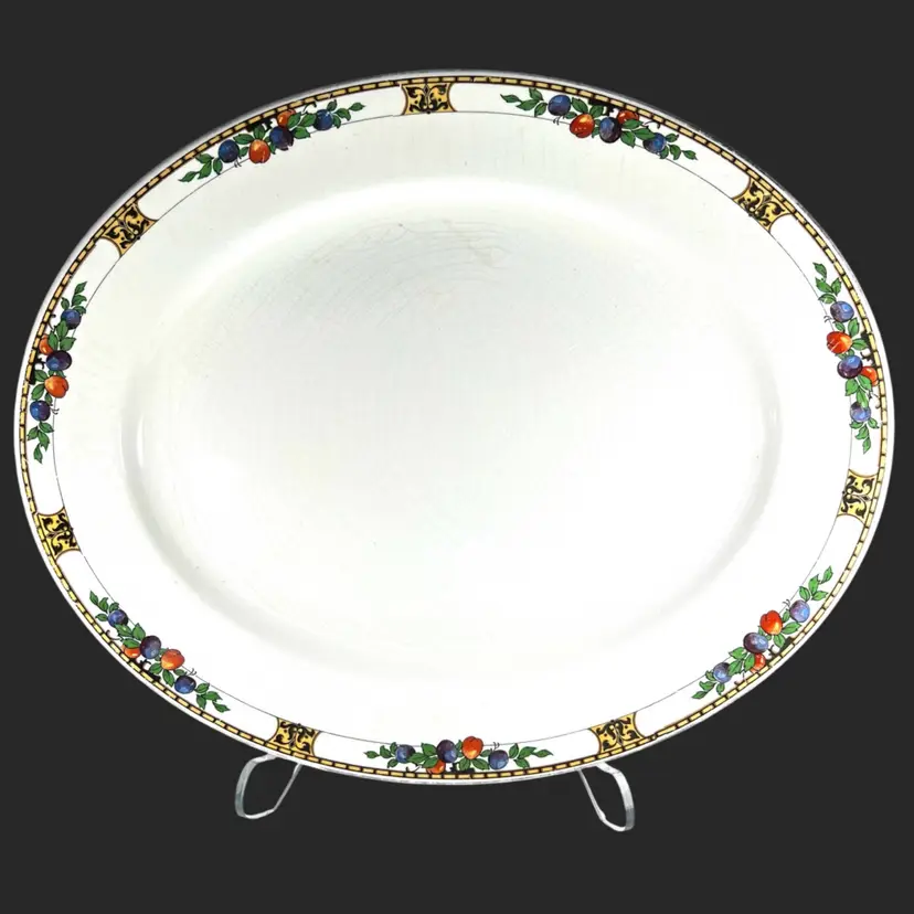 Antique Platter With Fruit Around Rim. "John Maddock & Sons Ltd" mark with "Royal Vitreous", "England". Manchester pattern. Great For Serving Holidays Turkey, Ham, Fruits, Cheeses.