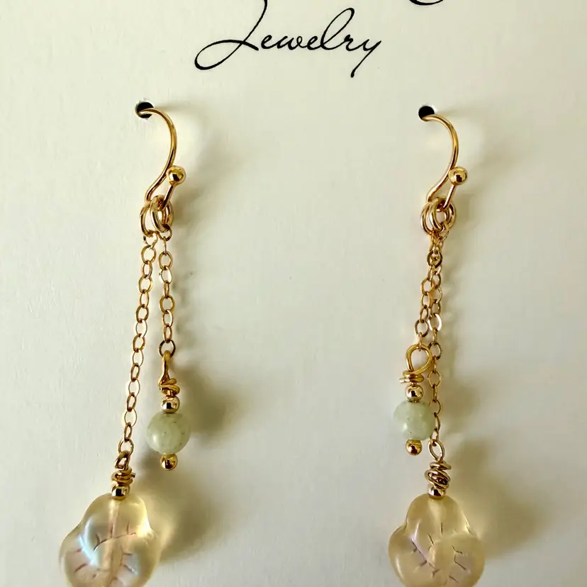 Green And Gold Dangle Earrings