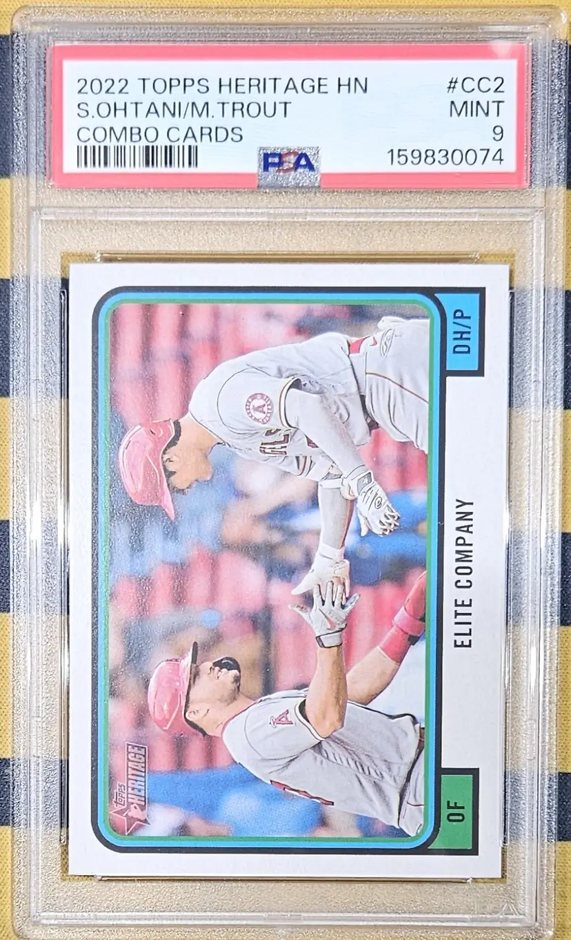 2022 Topps Heritage Ohtani / Trout PSA 9 Mint