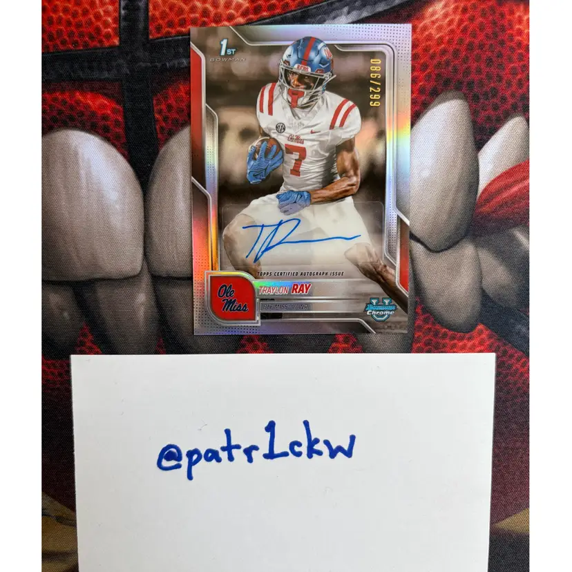 Traylon Ray Ole Miss 2025 Bowman Chrome University Refractor Autograph /299 Mississippi