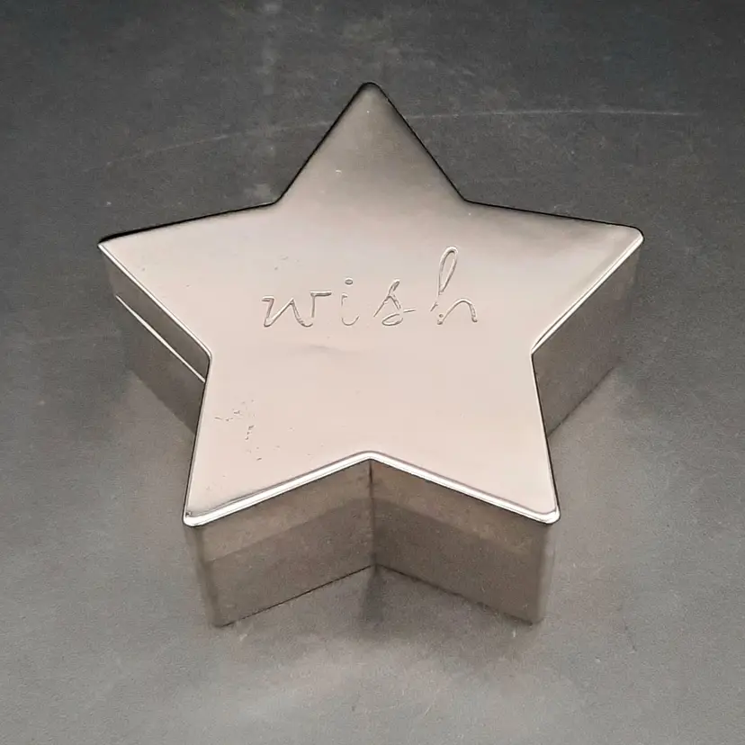 Hallmark Silver Plate Star Trinket Box Engraved Wish