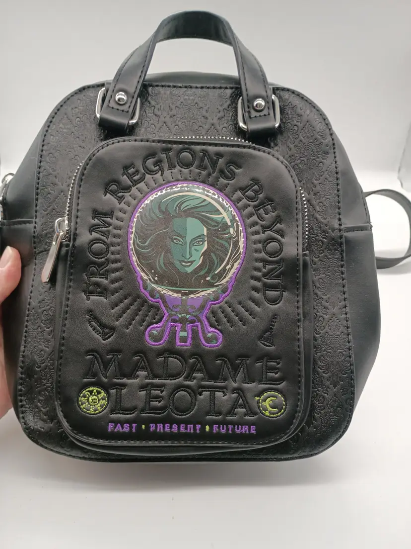 Disney Parks Madame Leota Haunted Mansion Crystal Ball Black Crossbody Purse.