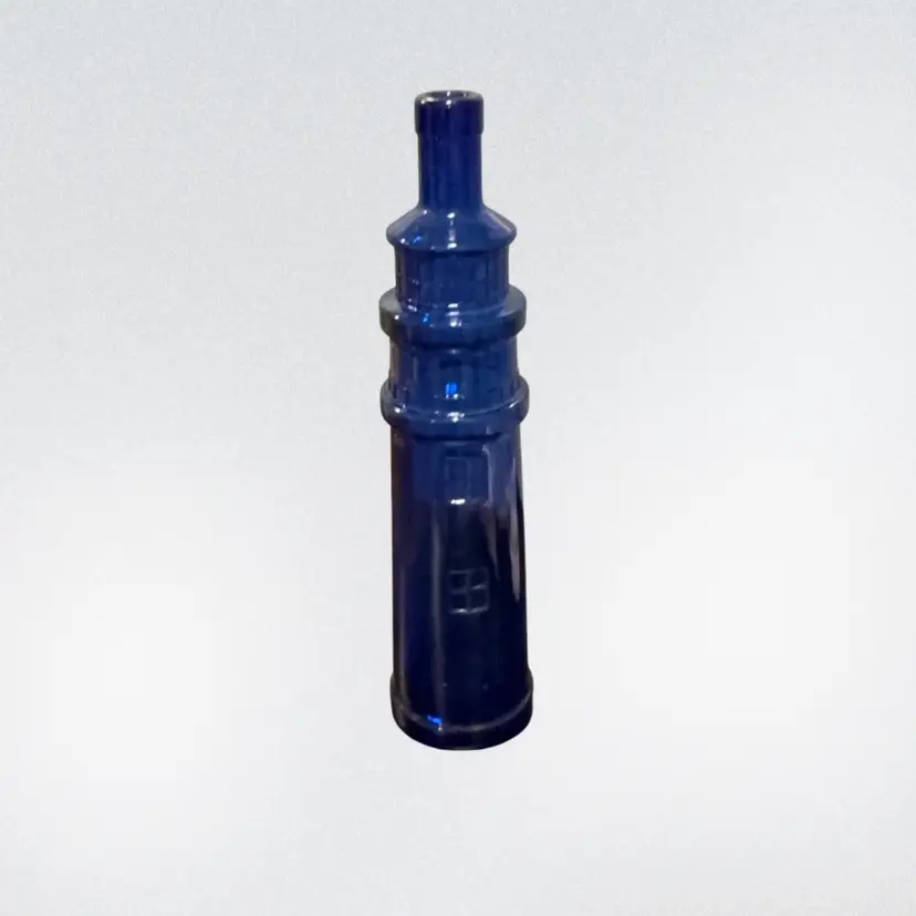#26 - Cobalt Blue 13” Glass Lighthouse Bottle Truro Vineyards