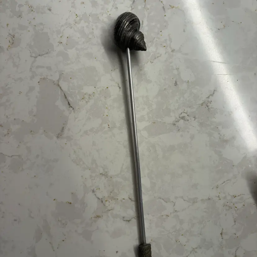 Vintage Pewter Seashell Candle Snuffer - Whelk & Auger Shell Handle - U.S.A