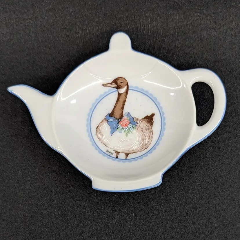 Vintage Blue Ribbon Goose Tea Bag Holder George Good by Fabrizio Japan 1985