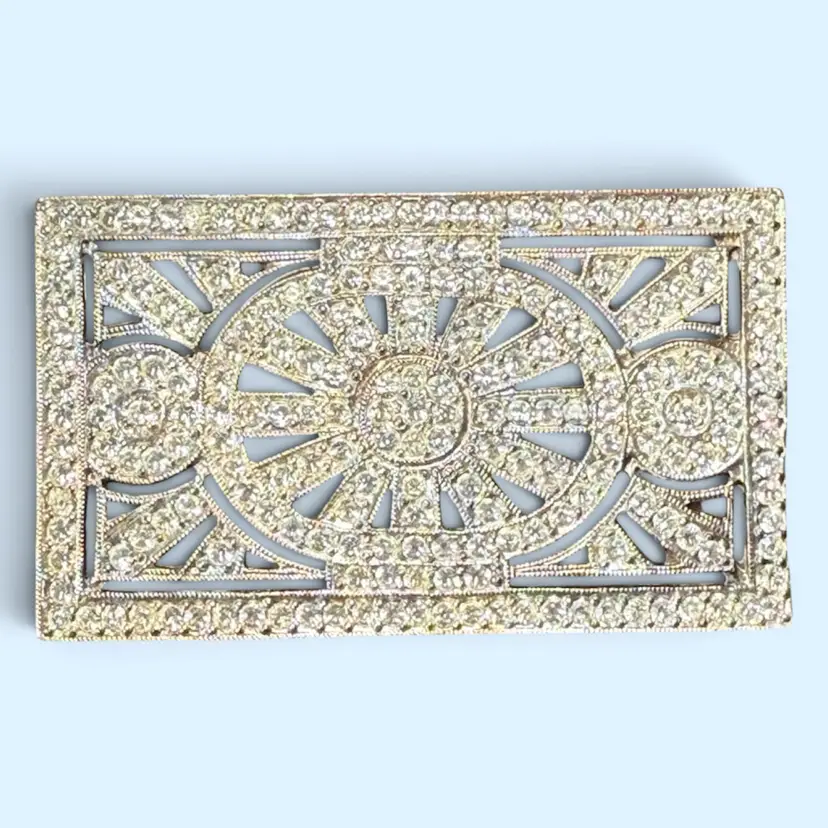 Carolee Art Deco Revival Rhinestone Encrusted Brooch Pin 3”