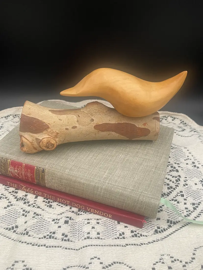 Hand Carved Primitive Bird on Branch