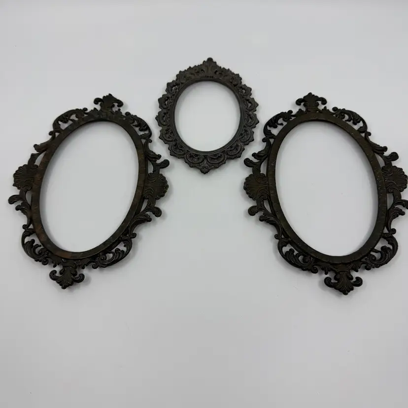 3 Vintage Victorian Look Metal Frames 7.25 - 5.25”