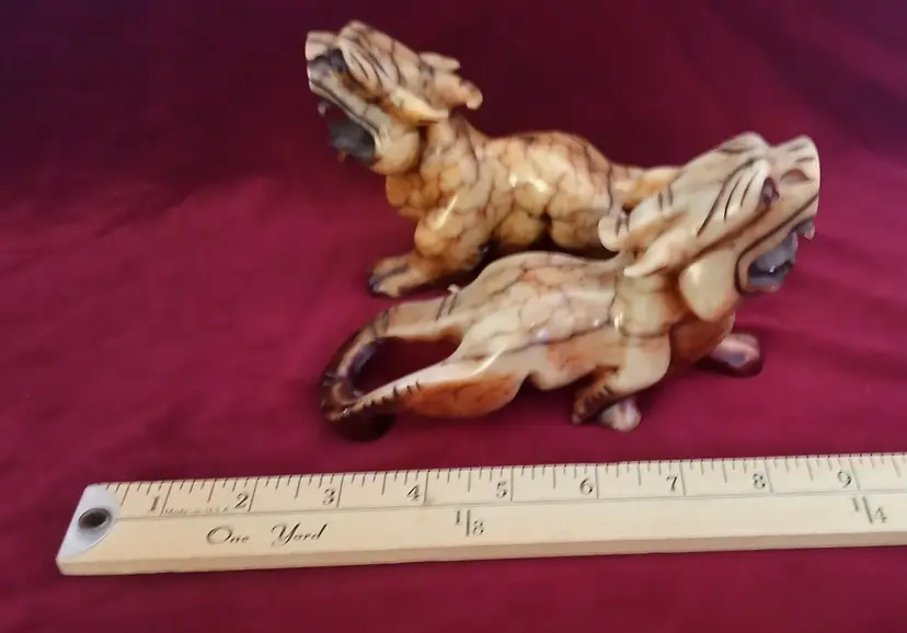 Vintage Pixiu Shei Foo Dog Stone Statues