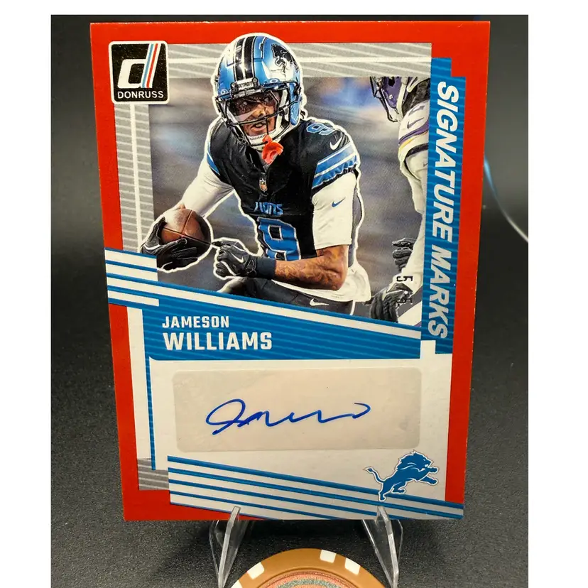 Jameson Williams Red Auto #5/5 2025 Donruss Detroit Lions