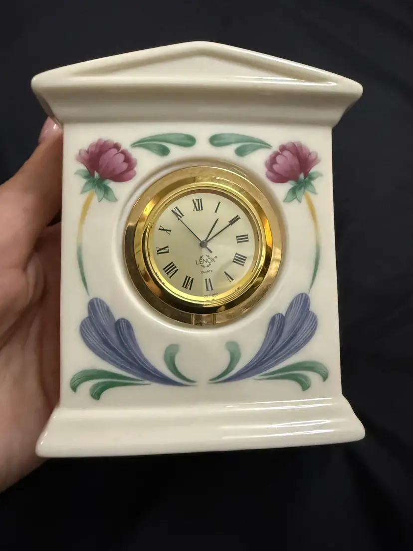 Vintage Lenox Floral Ceramic Mantel Clock