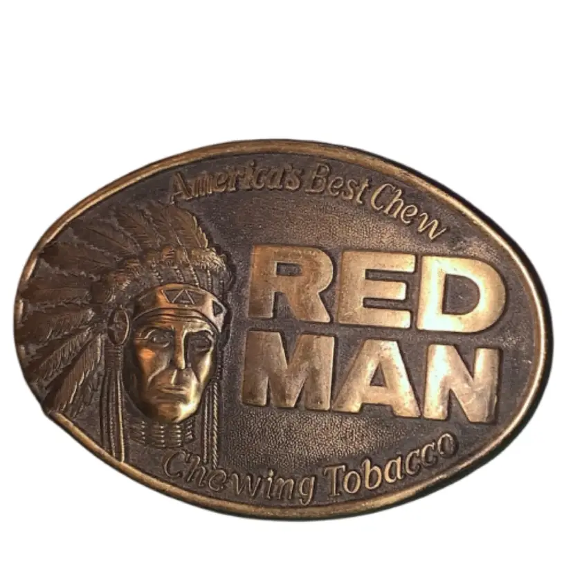 Vintage  “Red Man” “Americas Favorite Chew” Brass Belt Buckle