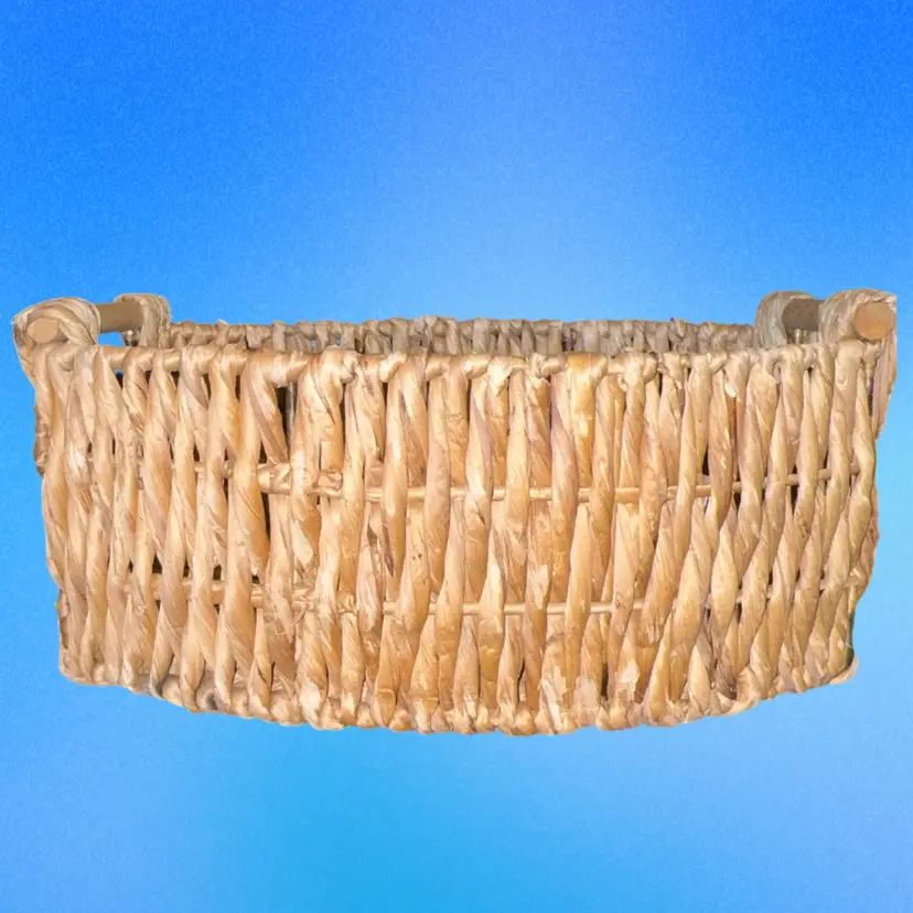 Huge Sweetgrass Deep Basket With Wooden Handles