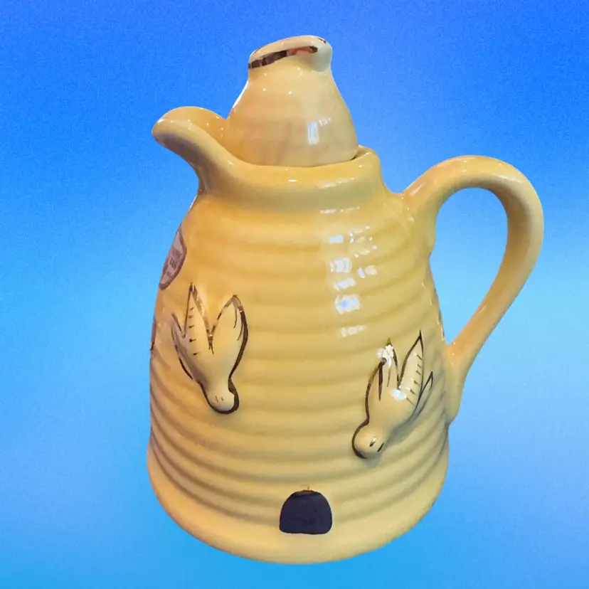 Vintage Honey Bee Pitcher - Yellow With Bees & Hive