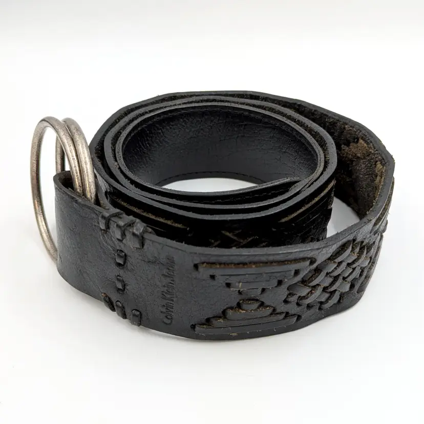 Calvin Klein Jeans Vintage Woven Leather Black Belt