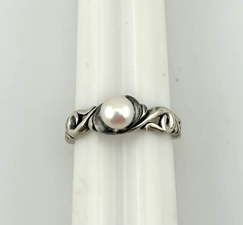 Vintage Kabana Sterling Silver Cultured Pearl Ring Size 7
