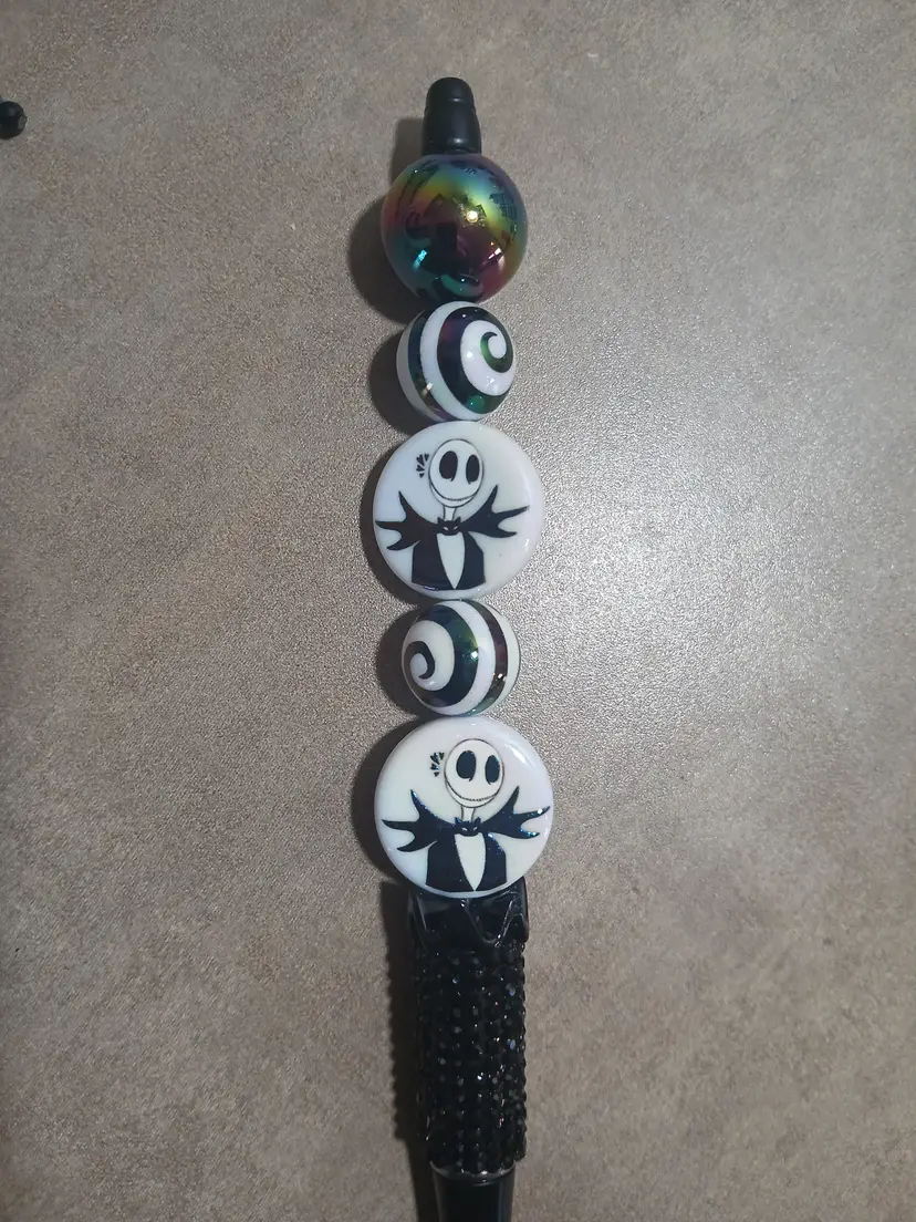 JACK black white swirl  black glitter pen