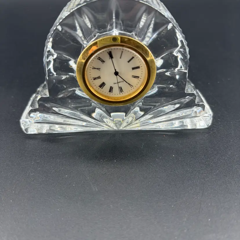 Illusions 24% Lead Crystal Desk Clock Handcrafted In Slovenia