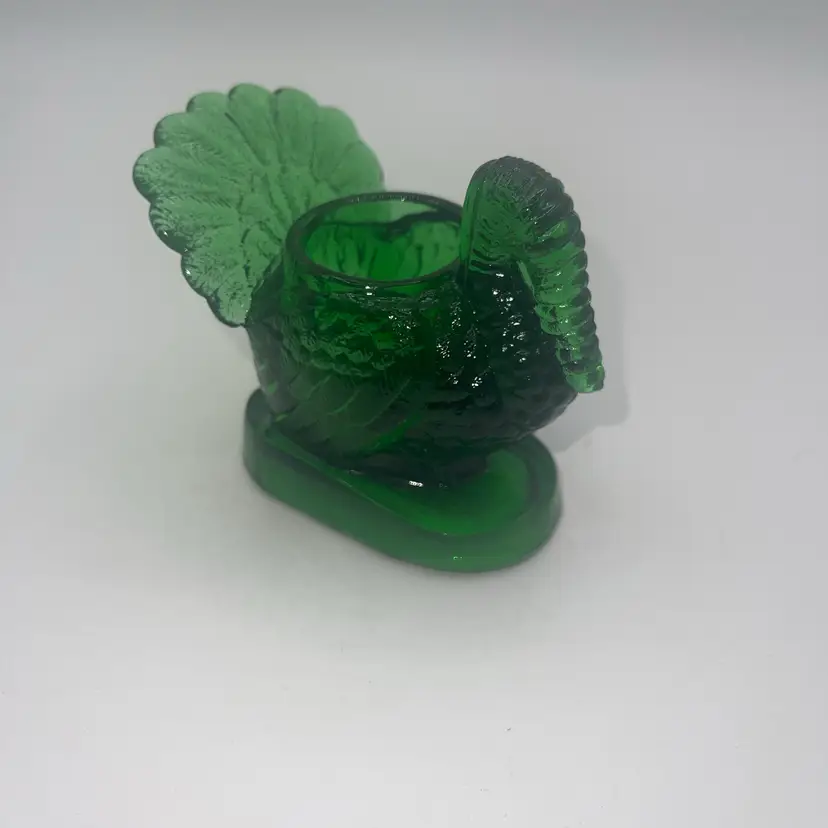 23-Turkey Toothpick Holder - Dark Green- Mosser Glass, USA