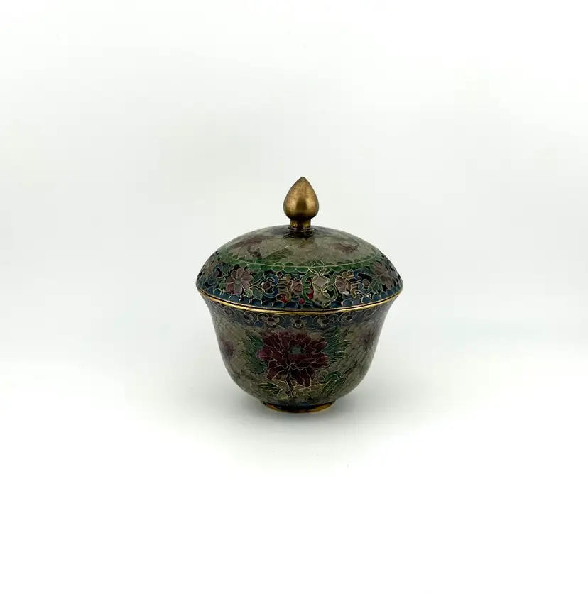 Plique-a-jour Floral Lidded Box 3”x 3.5”