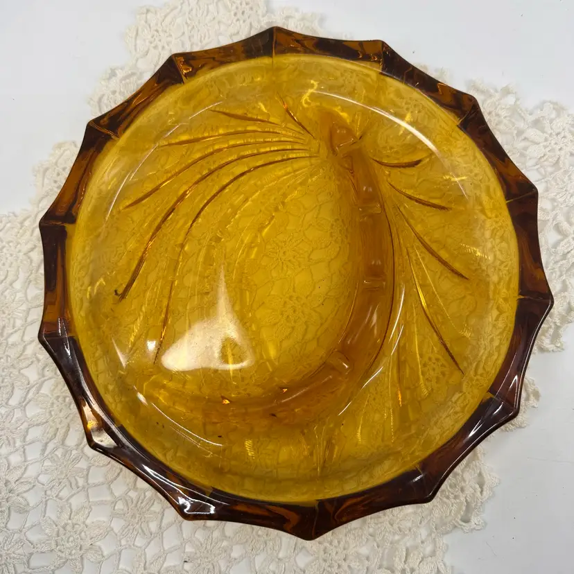 Amber Glass Ashtray 8”