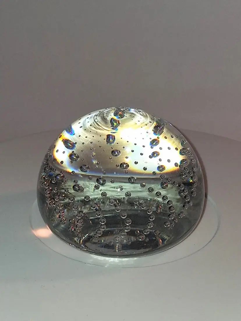 Vintage Thomas Webb, England, Crystal Controlled Bubble / Bullicante Domed Paperweight