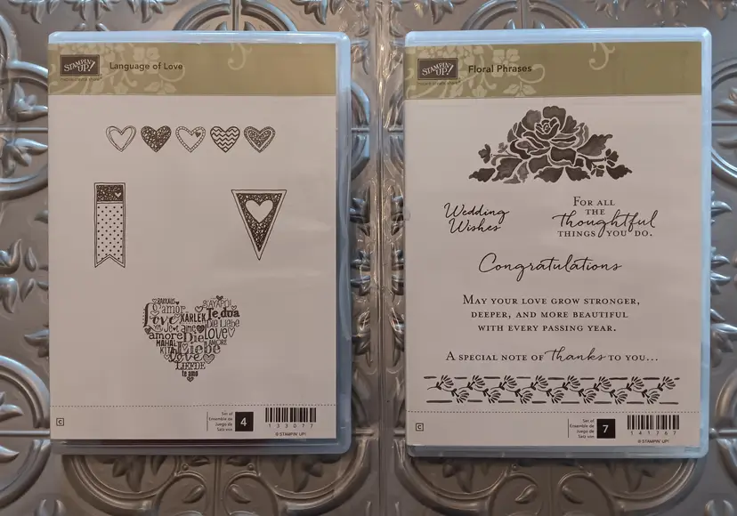 Stampin Up Language of Love #133077 Floral Phrases #1341767 2 stamp lot love