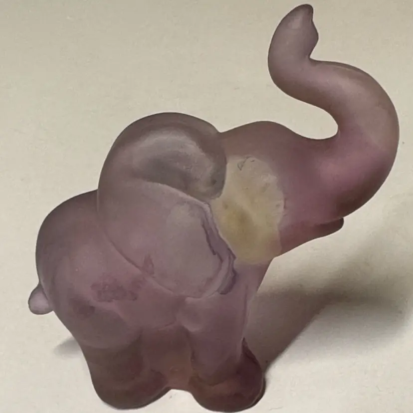 FENTON ART GLASS REUVEN RUEVEN BABY ELEPHANT Satin Glass 3.75” tall