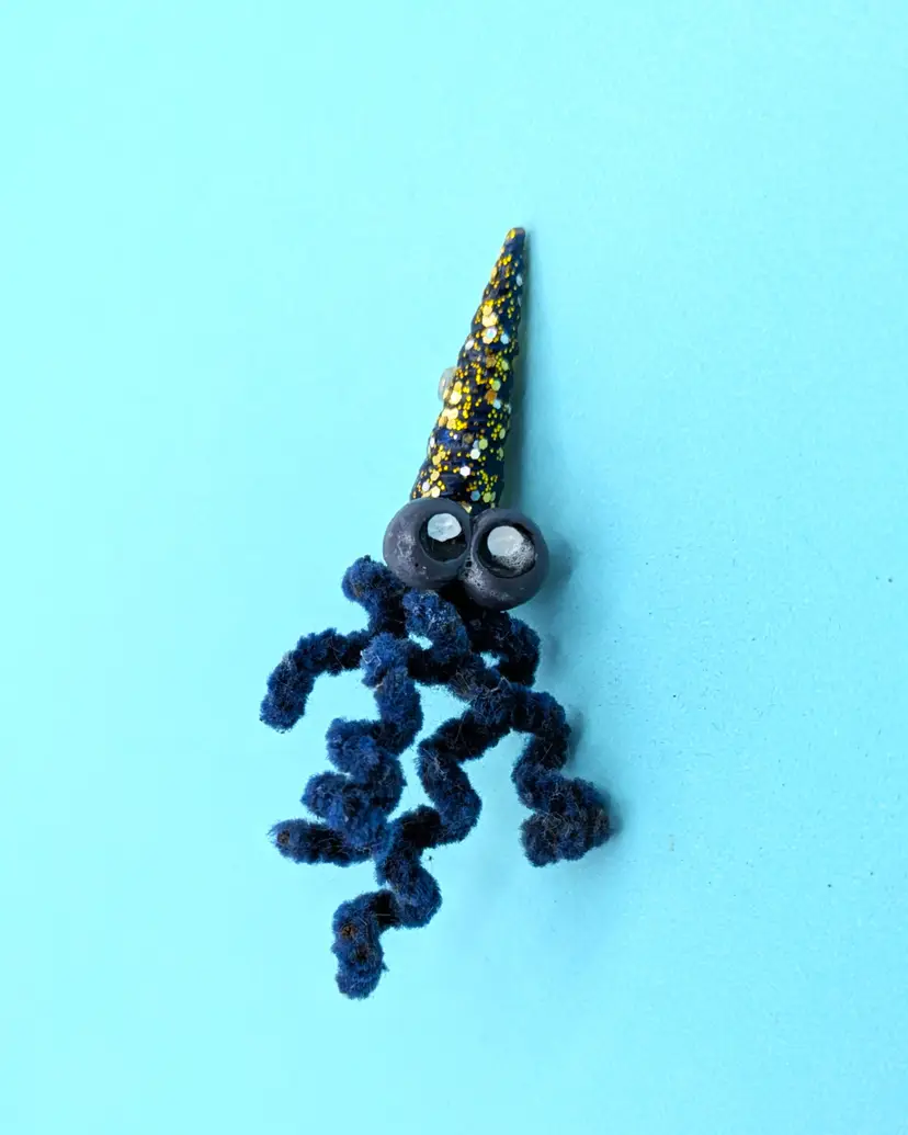Navy Blue Squid Pin with Golden Sparkles