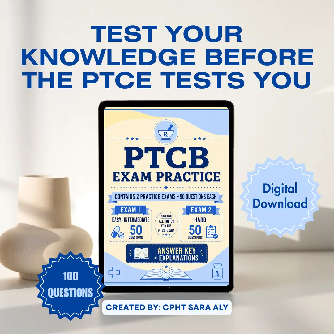 PTCB Practice Exams | 2 Pharmacy Technician Practice Tests | 100 Questions Total | Answer Key & Explanations | Digital Download