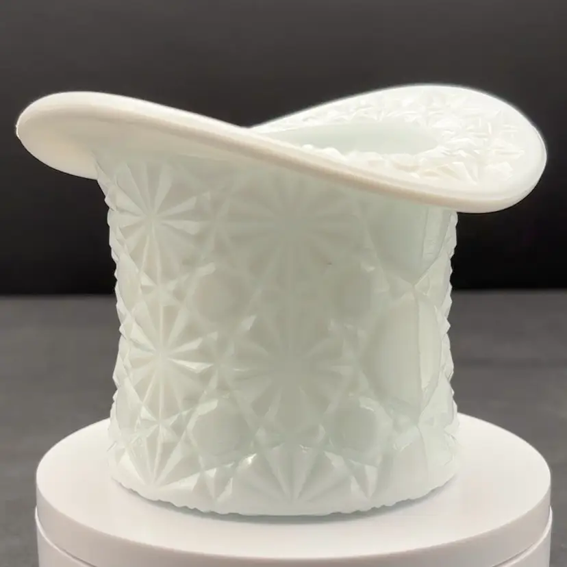 Daisy & Button Milk Glass Top Hat Toothpick Holder