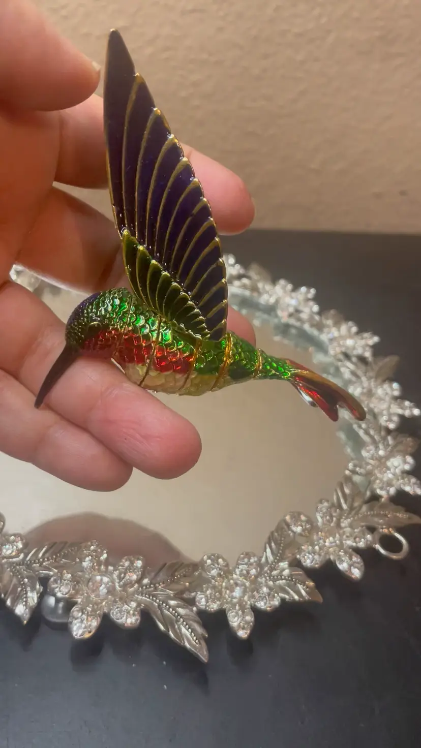 Stunning Enamel Articulating Humming Bird Ornament