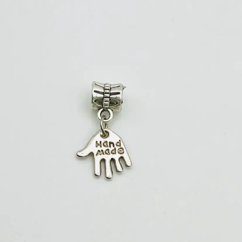 “Hand Made” Hand Silver Tone European Charm