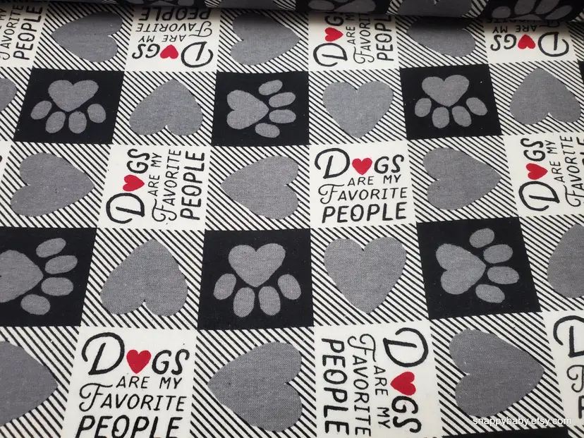 Dogs Are My Favorite People Flannel Fabric Remnant - 100% Cotton - Choose Size - Soft Craft & Quilting Fabric